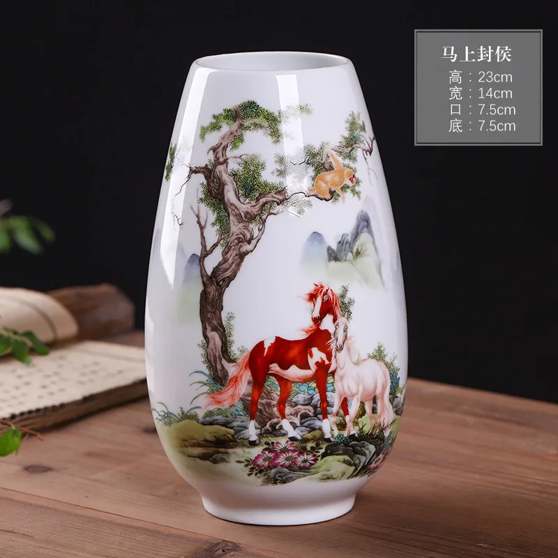 Chinese Traditional Vases Jingdezhen Vintage Ceramic Flower Vase Home Decor Furnishing Articles Pots Animal Vase Tabletop Craft