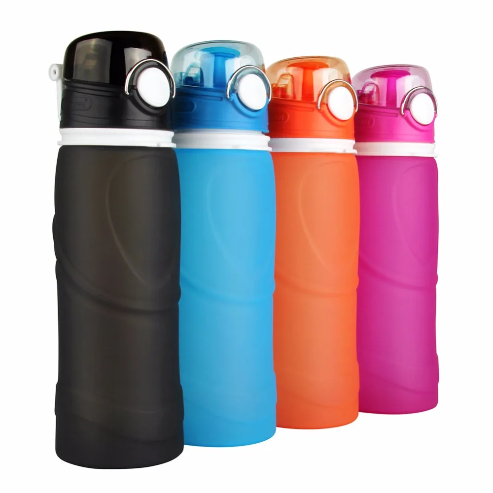 

750ML Creative Portable Leakproof Collapsible Drink Water Bottle 100% Food Grade Silicone Foldable D20