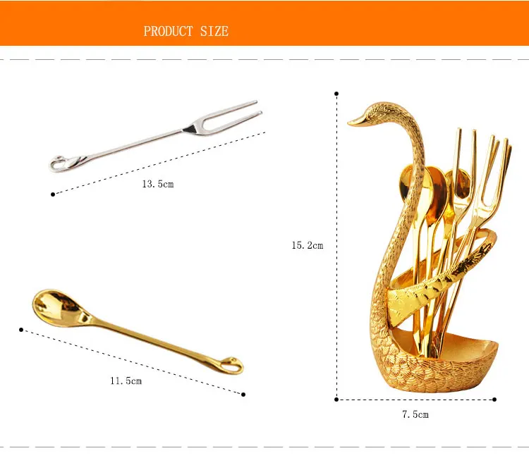 Золотой и Серебряный лебедь, металлический нож для фруктов и столовая вилка, набор, семейный кухонный держатель для столовых приборов, украшение, посуда из нержавеющей стали