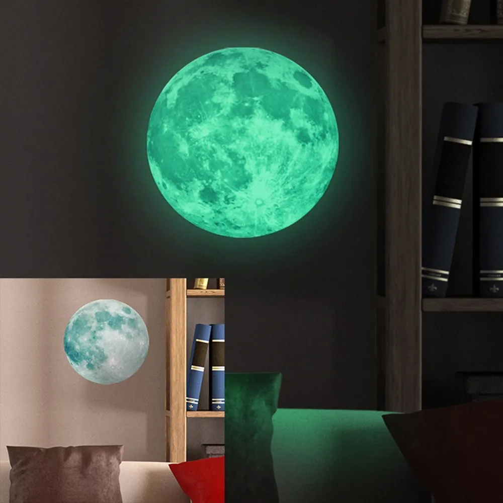 30cm Large Moon Luminous DIY Wall Sticker Glow in the Dark Living Room