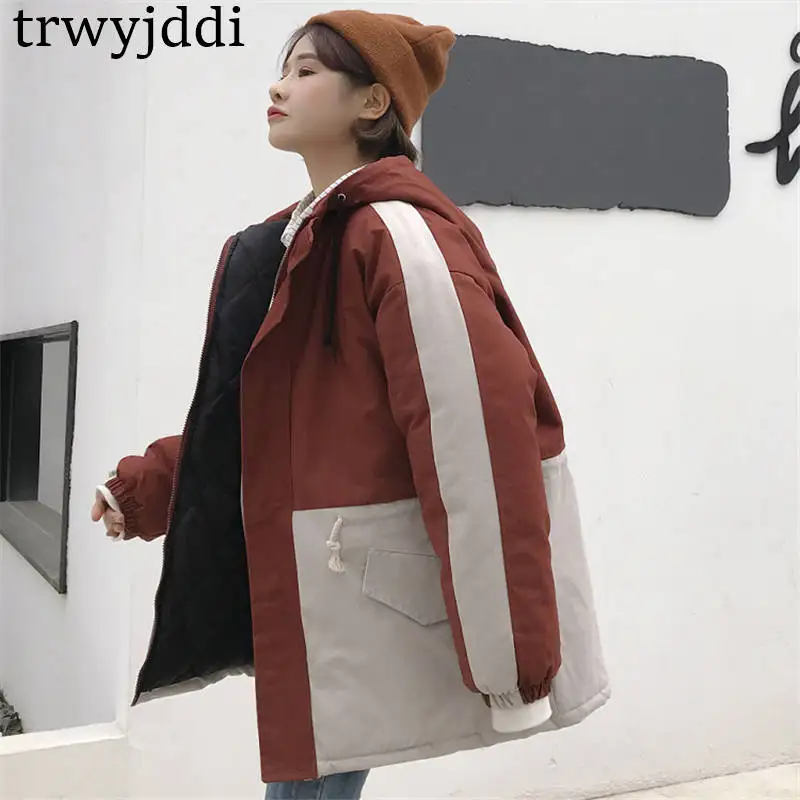 À caramel D'hiver Collège green Capuchon Outwear Zipper Manteaux Manches Nouvelles Longues Patchwork Veste Black 2018 Vestes Femmes Baseball N136 SxEOwnTqU
