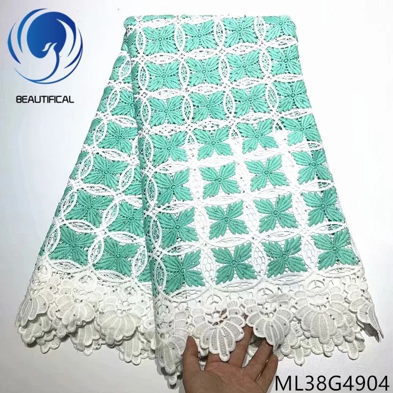

BEAUTIFICAL Nigerian chemical lace embroidery fabrics with stones New arrival african guipure cord lace fabric for dress ML38G49