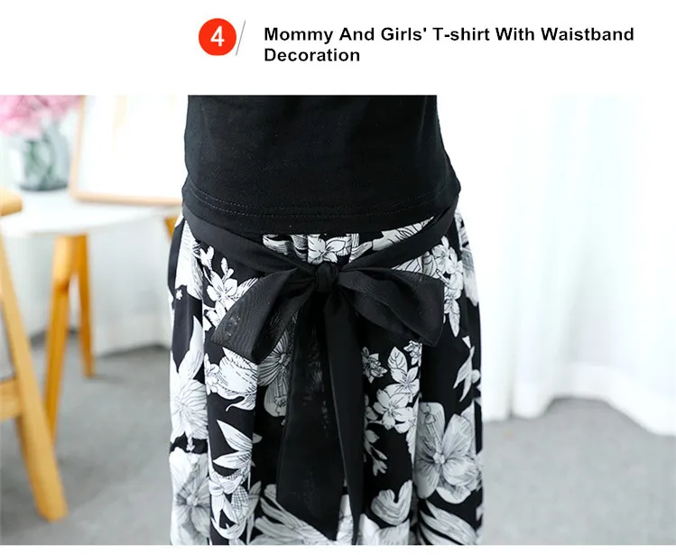 Family matching outfits T shirt father and son short pants mother and daughter loose pants set 06
