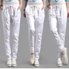 Новые летние узкие штаны-шаровары для женщин, большие размеры, свободные штаны в винтажном стиле, высокое качество, хлопок и джутовое кружево на талии