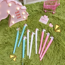 10 шт./партия милые Креативные в мультяшном стиле девушка сердце Единорог 0,5 мм Черная гелевая ручка канцелярская