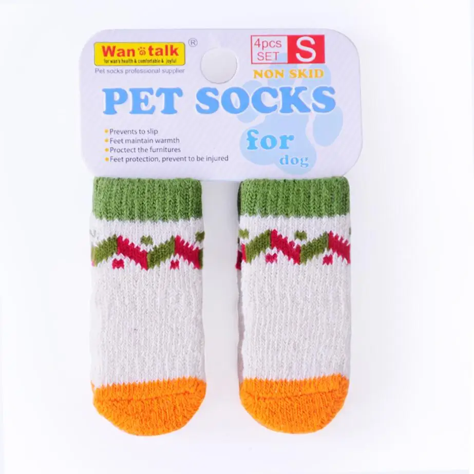 Качественные носки для домашних животных, кошек, Защитные носки для собак, домашние Нескользящие вязаные хлопковые носки для собак, кошек - Цвет: Indianan Green