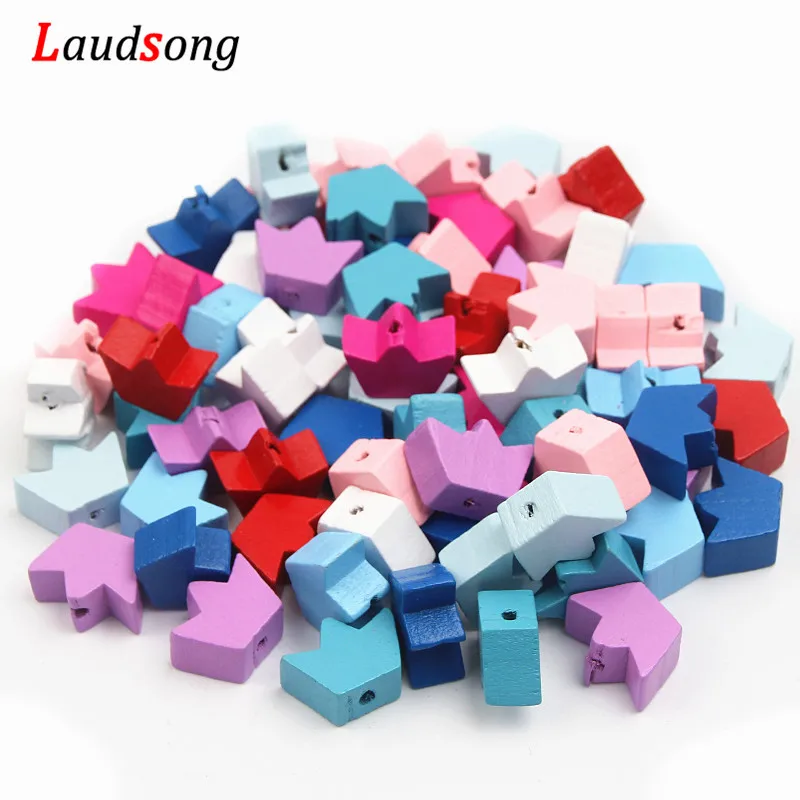 

Wood Crown Spacer Wooden Beads 30pcs Findings for Jewelry Making Baby Crafts Kids Necklace Pacifier Clip DIY 8x12x18mm