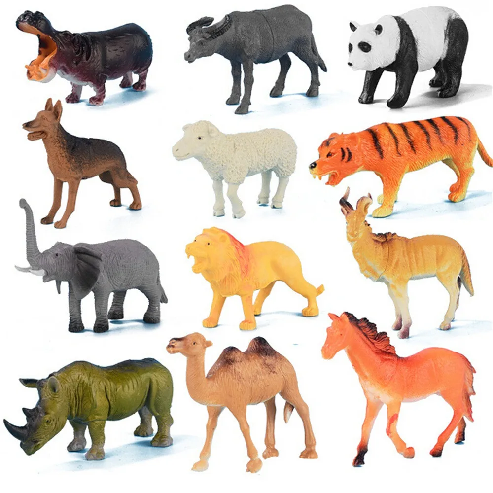 

40pc Kids Childrens Assorted Plastic Toy Wild Animals Jungle Zoo Figure Collection Model high quality mini Drop Shipping