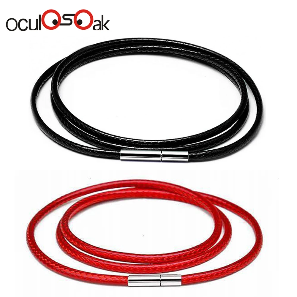 

Necklace Cord Black Leather Cord Wax Rope Lace Chain Stainless Steel Rotary Buckle For DIY Necklaces Bracelet Jewelry Finding