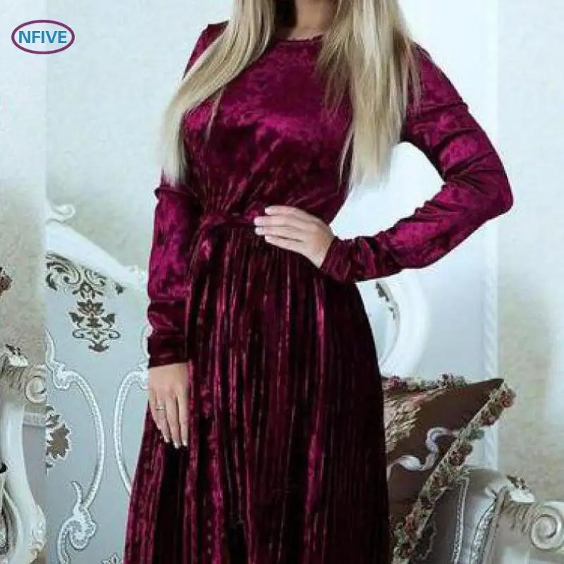 Платье Вельветовое Женское С Длинным Рукавом фото 11