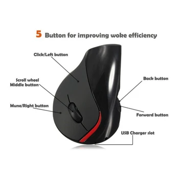 

1600 DPI Wireless Vertical Mouse Ergonomics Rechargeable Optical Sensor Office Business 2.4G Mice For Mac/PC