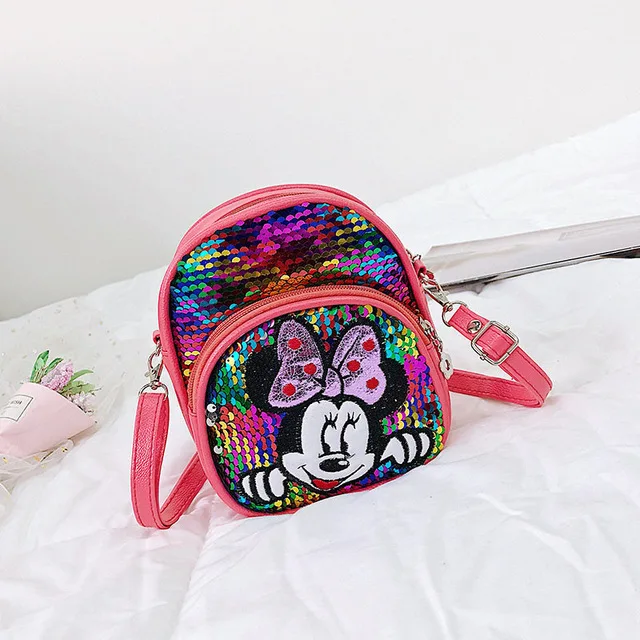 Новая детская сумка с рисунком Дисней Минни, рюкзак с блестками для девочек, сумка на плечо принцессы, Детская сумочка - Цвет: 2