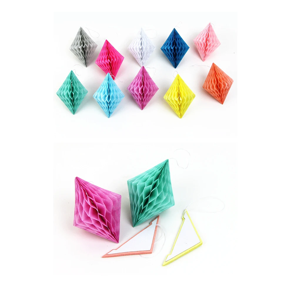10pc Mixed Colors Honeycomb Diamond Tissue Paper Balls Geometric Gems Hanging Decor for Wedding Shower Birthday Party | Дом и сад