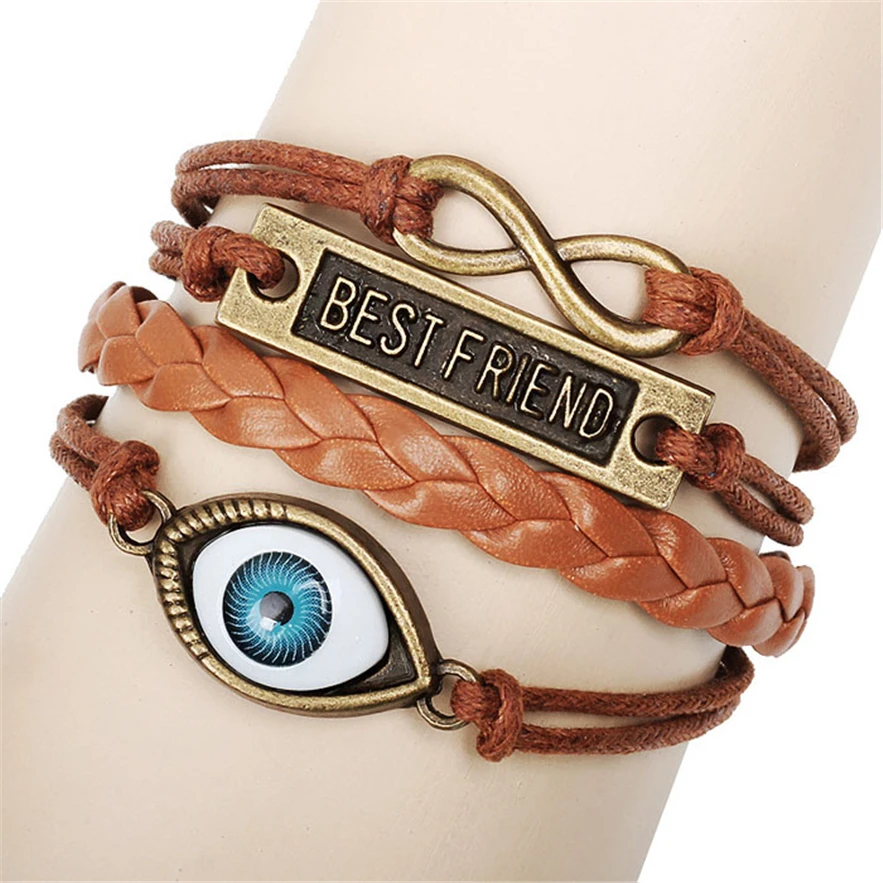 Стильный винтажный браслет Best Friend Eye ювелирное изделие из пеньковой веревки