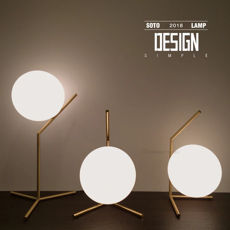 Modern Metal Table Lamp Loft Decor Bedside Lamp LED Dining Room Bedroom Copper Table Light with E27 Lamp holder Brass Color