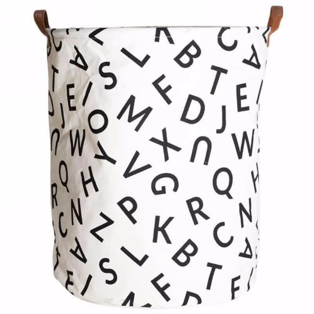 Storage Bucket With Handles Canvas Printing PE Waterproof Kids Toys Storages Barrel Home Washing Clothes Basket 40*50cm Sale