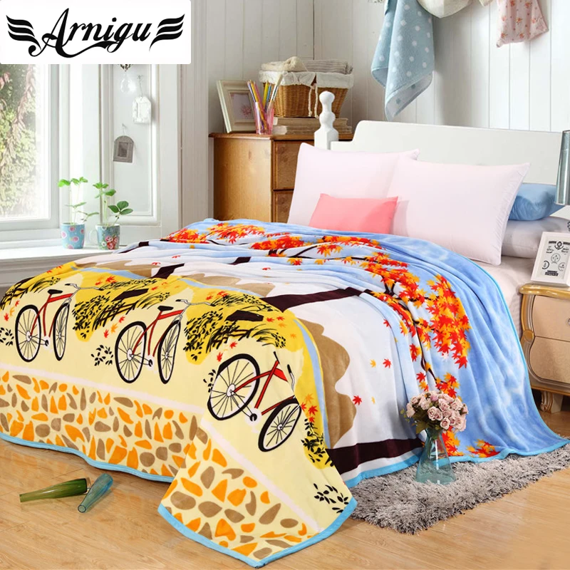

ARNIGU Autumn scenery print Blankets soft Fleece nap blanket winter bedding/sofa Throws warm bedsheet Twin Full Queen size plaid