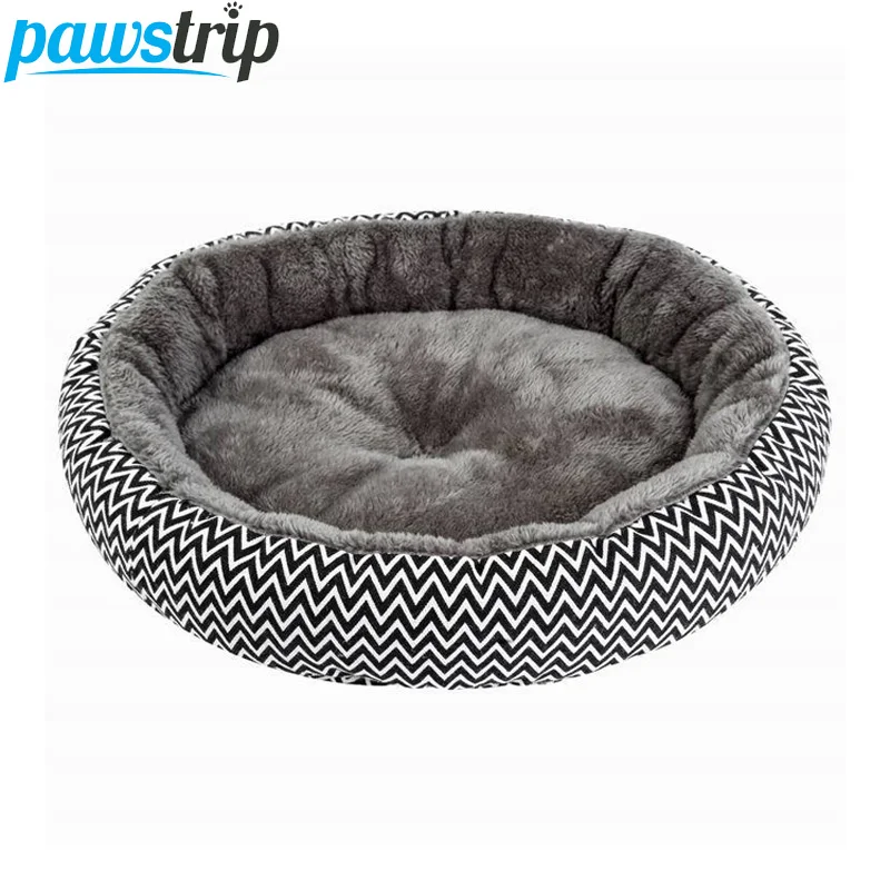 Pawstrip мягкая плюшевая зимняя кровать для собак, круглая кровать для кошек, теплая подушка для щенка чихуахуа, маленькая плюшевая собака, кровать для домашних животных, кровать для собак и кошек - изображение