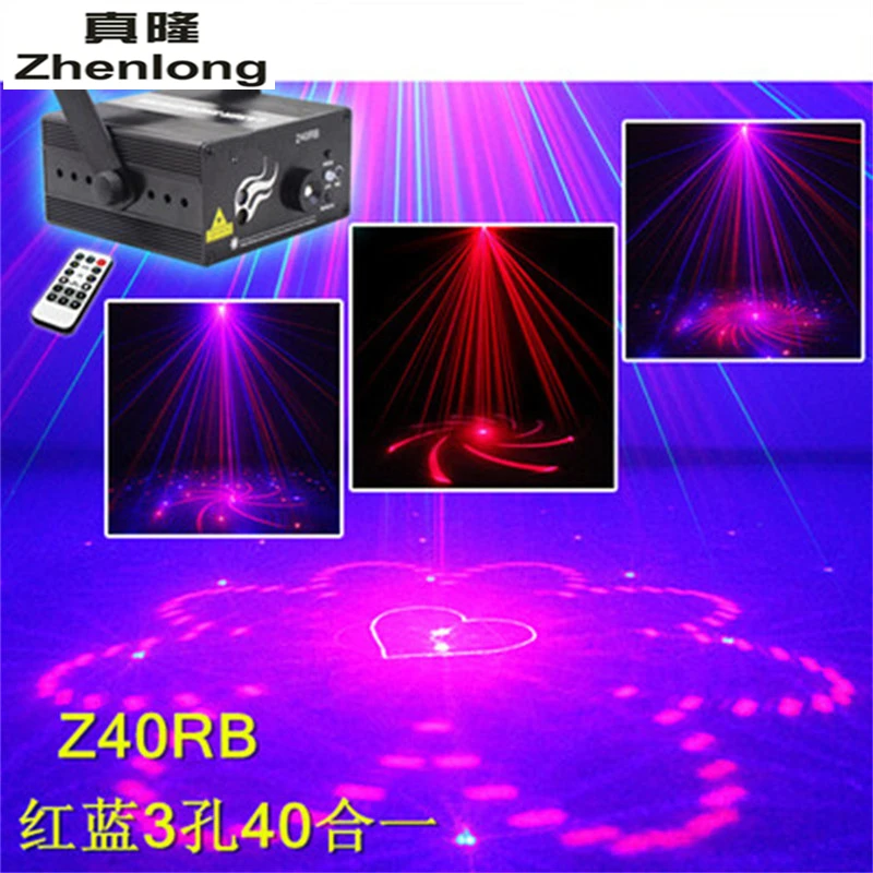 

3 Lens 40 Patterns R & B Laser +Blue LED Stage Light DJ Party show Professional Projector Laser Light Bar KTV Flash Ceiling Lamp