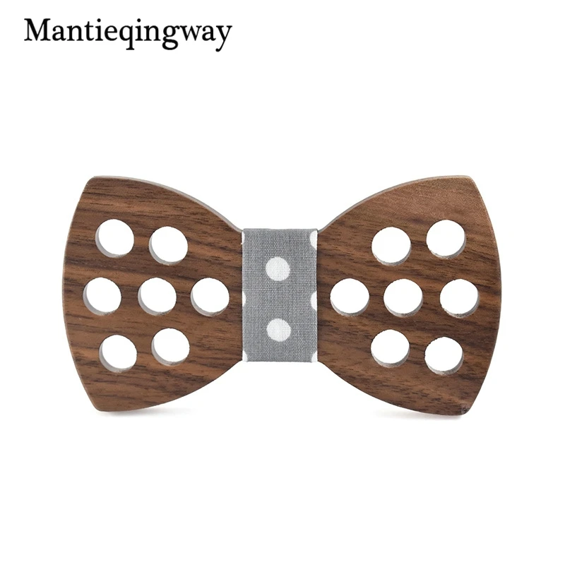 Mantieqingway полиэстер деревянные галстуки-бабочки для Для мужчин ручной полые горошек Дерево с бантом для свадьбы рубашка Bowknots дерево галстук