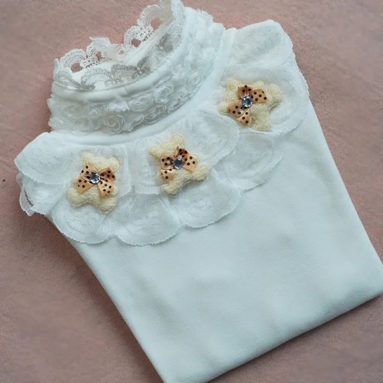 Кружевная рубашка для девочек детские осенние кружевные блузки Детские рубашки с длинными рукавами топы с цветочным принтом, зимние рубашки для школьниц, От 2 до 12 лет