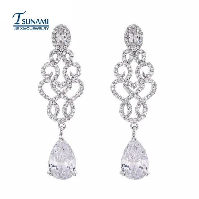 Aliexpress Famous Brand Micro Droplets Cubic Zirconia Famous Brand Micro Droplets Cubic Zirconia Earrings New Fashion Elegant Long Zircon High Quality Women