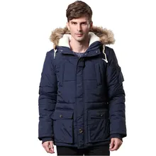 Зимняя новая мужская куртка модная повседневная с капюшоном Толстая теплая длинная куртка с меховым воротником