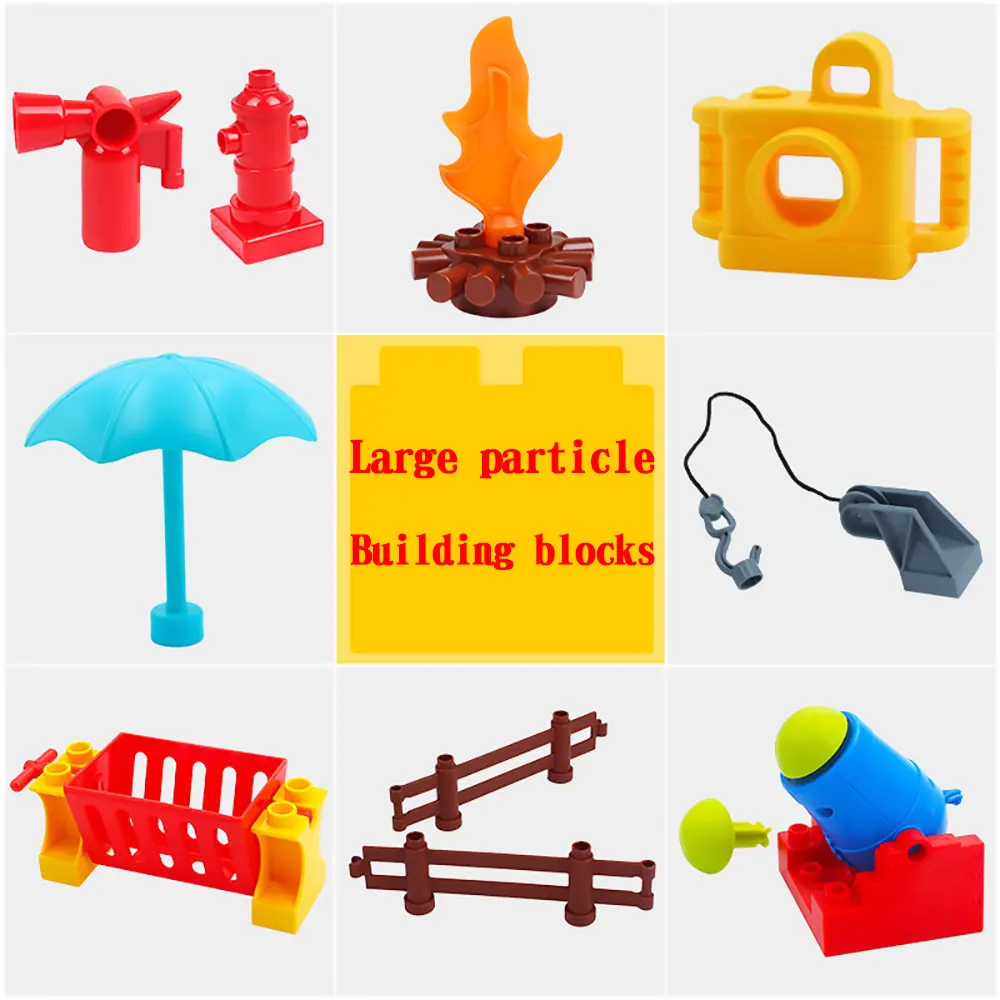 

Big Size sets Duploes Large particle toys Building Blocks accessory Fence seesaw Kids Gift Figures Compatible big size Duploed