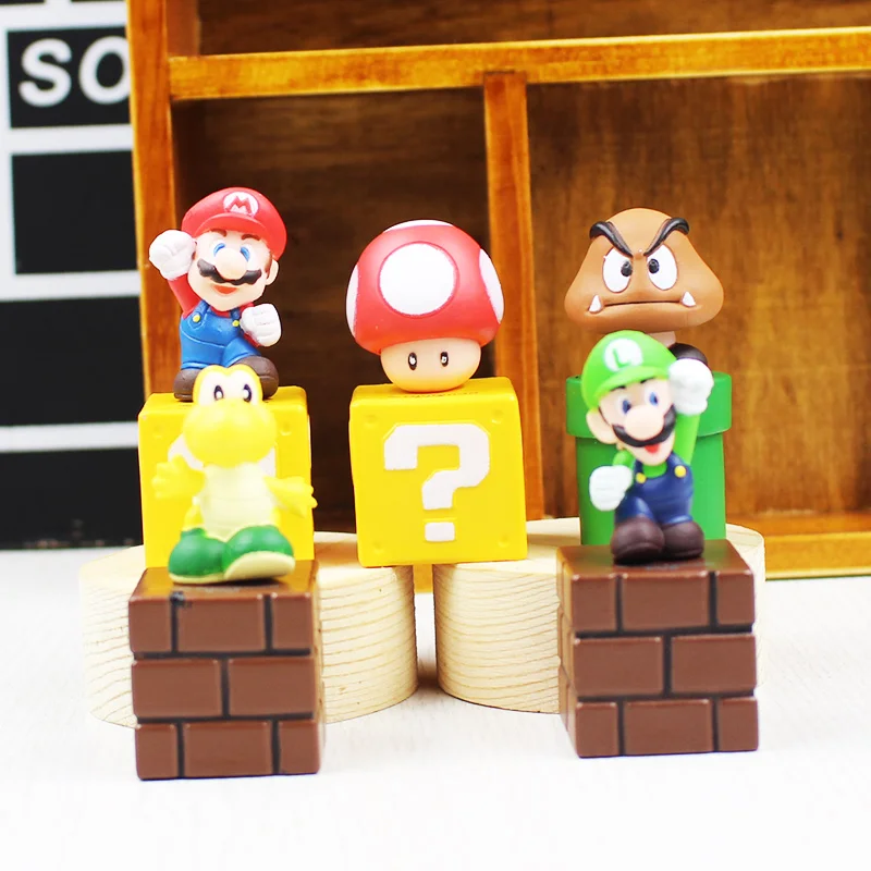 5pcs/set Game Super Mario Bros Goomba Luigi Koopa Troopa and Mushroom 2\ 5pcs/set Game Super Mario Bros Goomba Luigi Koopa Troopa and Mushroom 2\
