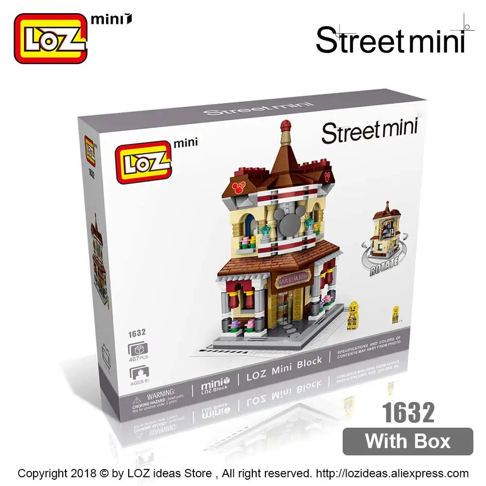 LOZ мини-блок мини-улица город 3d Строительные блоки дом мультфильм магазин модель DIY сборочные игрушки для детей развивающие аниме развлечения - Цвет: 1632 With Box