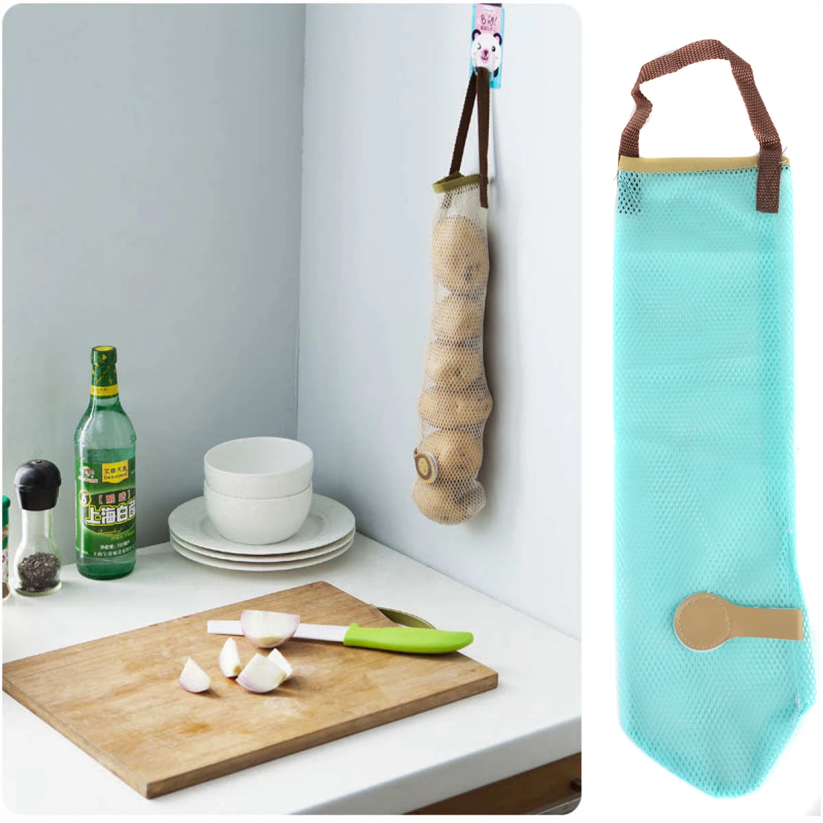 1 x Home Grocery Bag Holder Storage Dispenser Plastic Wall Mount Kitchen Organizer