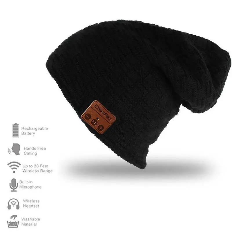 Лучший рождественский подарок, Bluetooth 4,2 шапочка, музыкальная шапка, беспроводная Bluetooth гарнитура, наушники, стерео динамик, шапка без рук - Цвет: small-gril-black