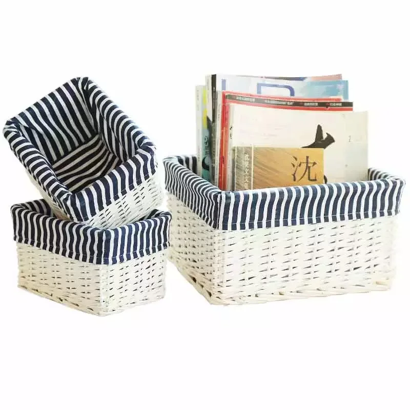 Wicker Home Storage Box Makeup Organizer Office Sundries Basket Desk Remote Control Storage Box Book Storage Organizer