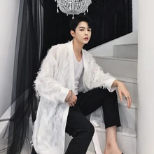 MIXCUBIC осенний корейский стиль уникальный трехмерный перьевой кардиган мужской повседневный Свободный кардиган свитера для мужчин