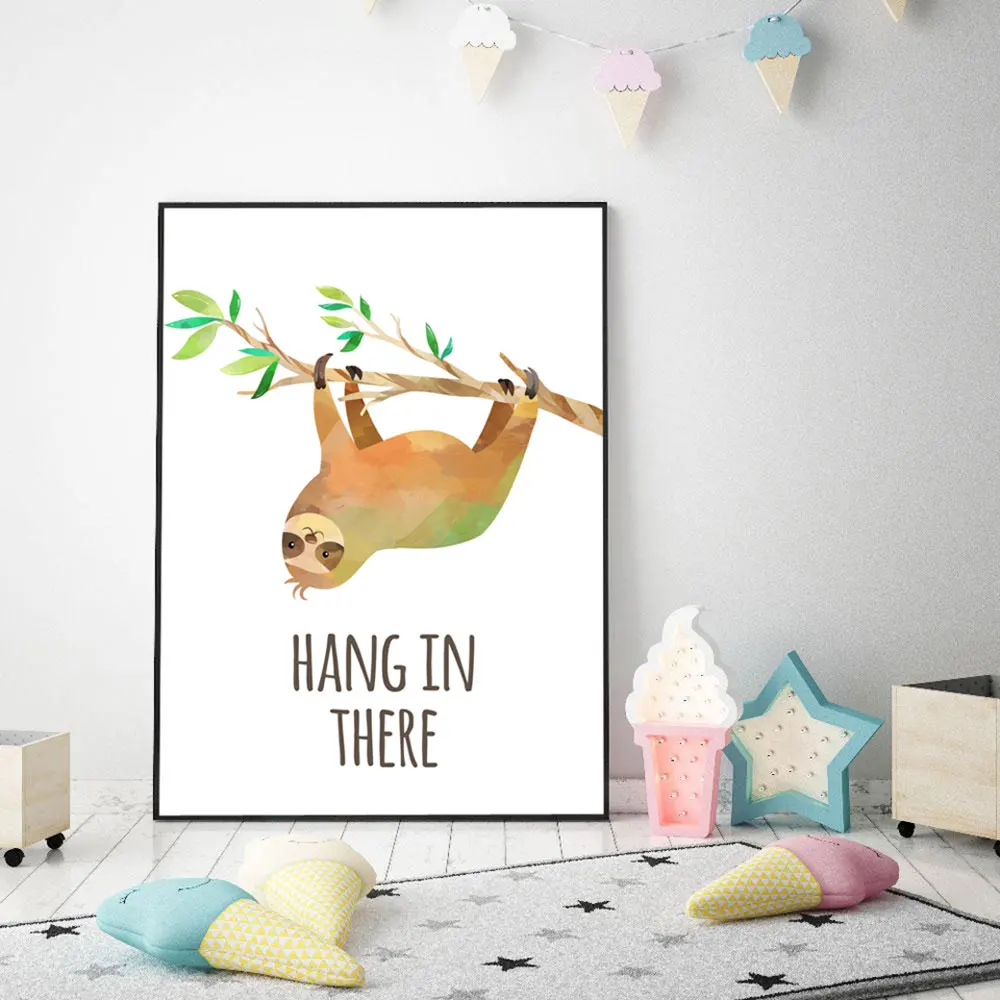 

Nursery Cute Sloth Print Canvas Wall Art Poster Cartoon Animal Painting Nordic Decoration Picture Home Decor Unframed