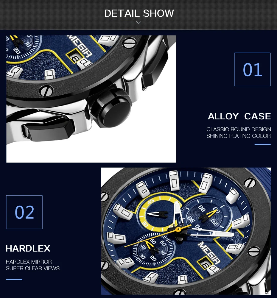 MEGIR Модные мужские спортивные часы с хронографом Водонепроницаемые силиконовые кварцевые Военные Мужские часы Relogio Masculino