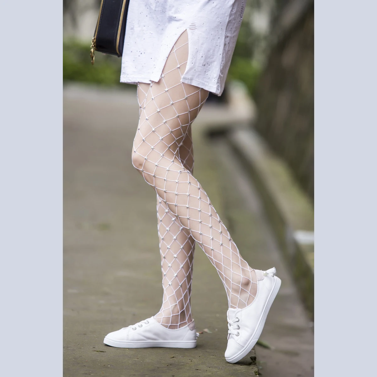 Women's Sexy Mesh Shiny Star Tights Pantyhose Big Black Mesh Tights