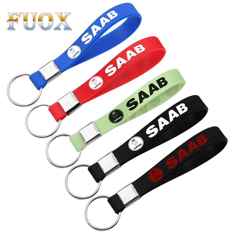 

Excellent Car Sticker Luminous Silicone Emblem Badge Car Key Ring Keychain for Saab 9000 900 428 03-10 9-3 9-5 93 95 Car Styling