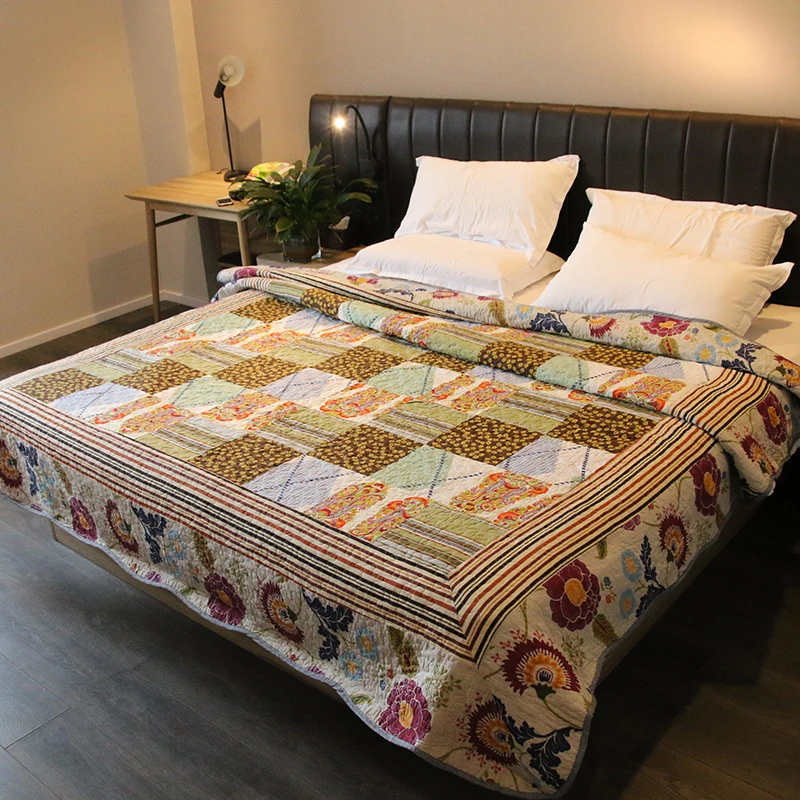 

Luxury American Pastoral Printing 100% Cotton Blanket Tatami Mat Summer Quilt Bedspread Bed sheet Bed Linen 220X240 Bedding Set