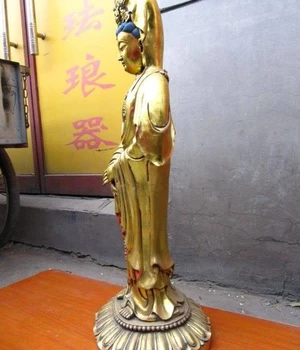 

31 INCH Chinese Folk Fane Bronze gild Kwan-Yin Guan Yin Avalokitesvara Buddha 8.02