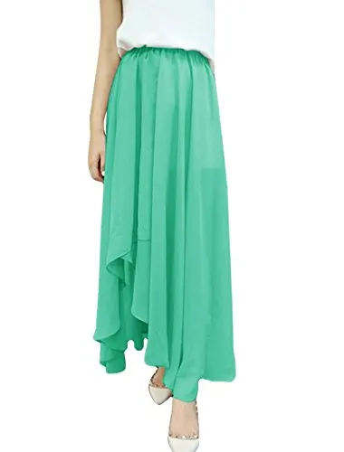 Женская летняя Настройка плюс размер 3XS-10XL Асимметричная эластичная талия Асимметричная подол шифоновая длинная юбка Saias Longue 120 цветов