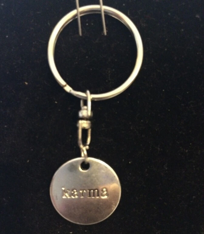 

50PCS New Fashion Jewelry Vintage Silver Karma Charm Gifts Fit Key Chain Ring Key Chains For Women Jewelry Accessories C111