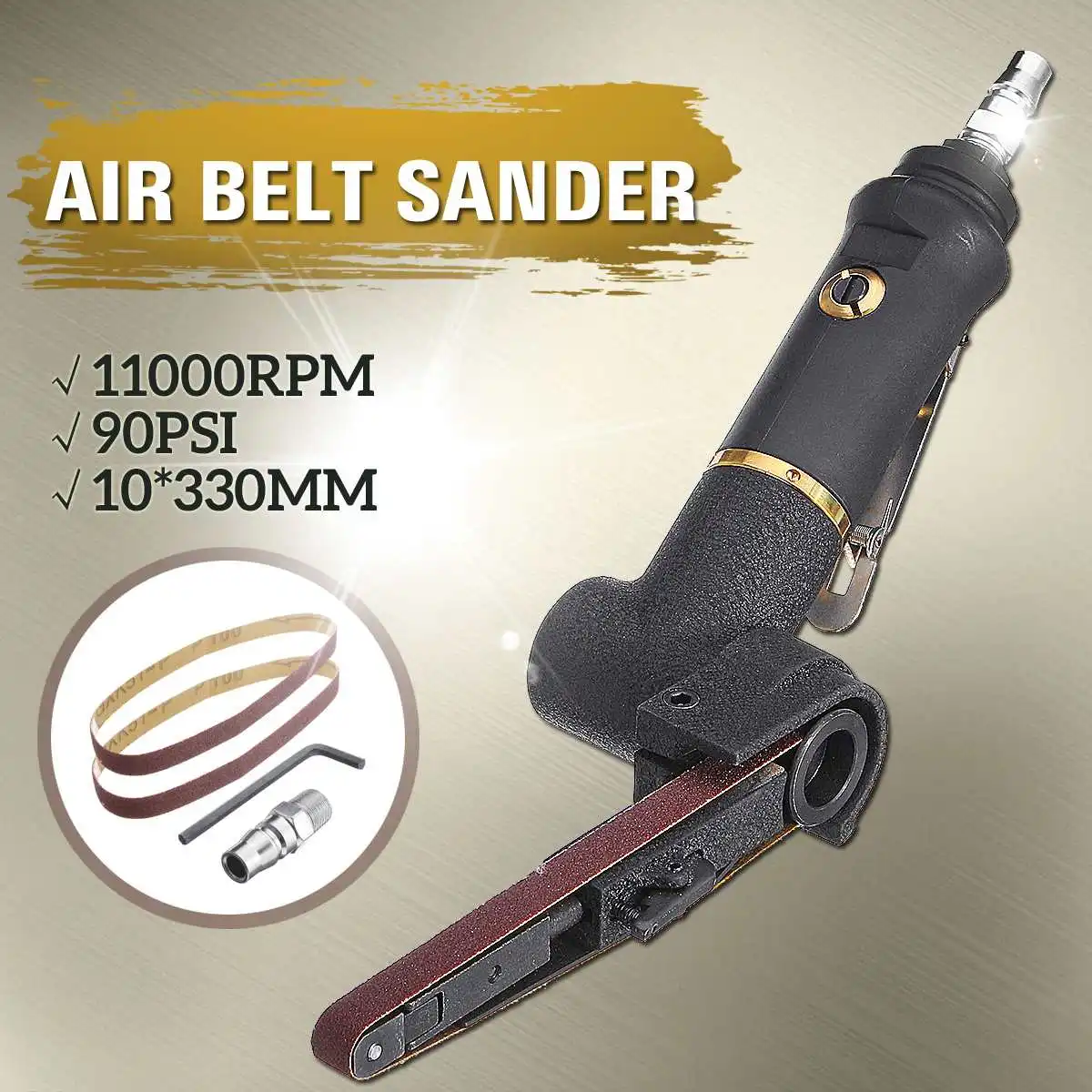 

10x330mm Pneumatic Air Belt Sander Machine Grinding 16000rmp Polishing Tools with 2 Sanding Belts For Air Compressor