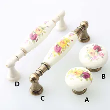 96mm fashion ivory white dresser door handle rural painting ceramic cabinet drawer knob pull 3.75″ retro furniture door handle