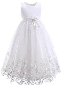 

Cutestyles 2020 Summer Flower Girls Dress White Wedding Pageant Gown Children Long Dress Princess Costume Girl Dresses Wholesale