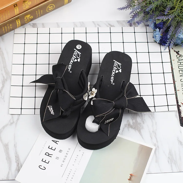 Summer Female Buy Beach Seaside Slippers Online Handmade High Heel Wedge Platform Flip Flops Womens Shoes Discount45