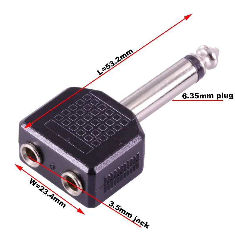 2 шт. моно 2 полюса 2x3,5 мм Jack до 6,35 мм разъем аудио конвертер двойной гнездо 3,5 мм до моно 6,5 мм штекер Адаптер для динамиков