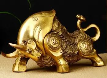 

Pure Copper Bull Wall Street Niu Wo City Bronze Decoration Feng Shui Crafts Office Study Money Money Cattle