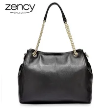 Zency Сумка из натуральной кожи, модная женская сумка через плечо, высокое качество, женская сумка-мессенджер через плечо, классическая черная сумка-тоут