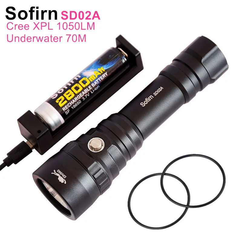 Sofirn SD02A набор Мощный светодиодный фонарь для дайвинга 18650 светильник Cree XP L V6 3